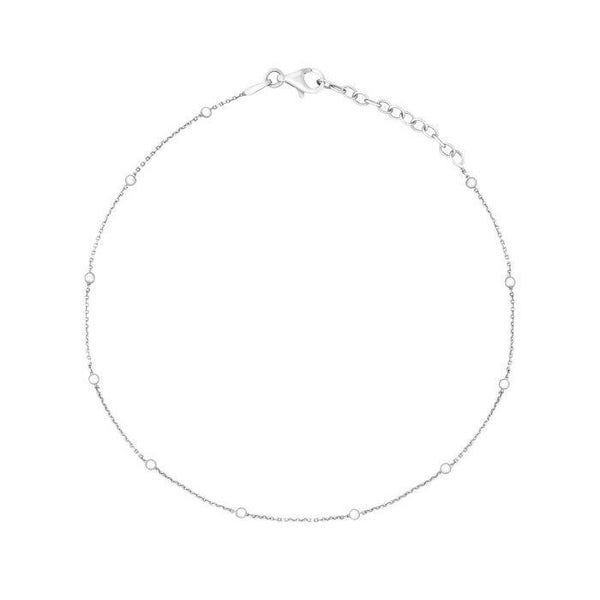 Silver Anklet K205 Fine Trace and Ball Chain Beginnings Anklet