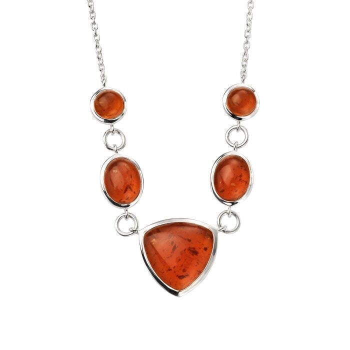 Beginnings Silver Necklace N4112R Multi-Shape Statement Multi-Shape Statement Necklace with Amber