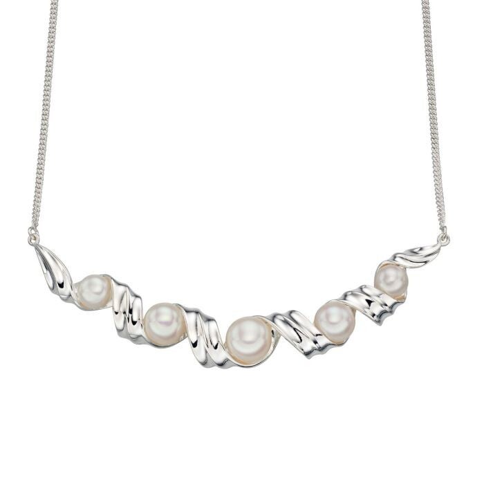 Beginnings Silver Necklace N4175W Button Pearl Twist Necklace