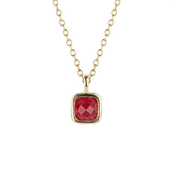 D for Diamond Semi-Precious Birthstone Necklace with Diamond Tag