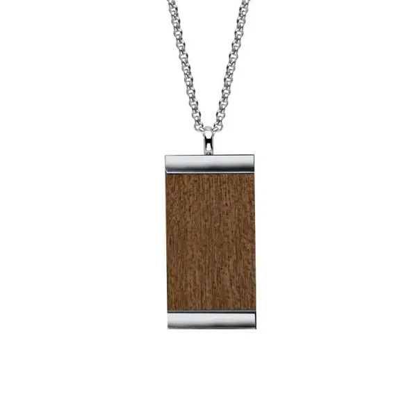 Fred Bennett Stainless Steel and Wood Dog Tag Necklace N4583