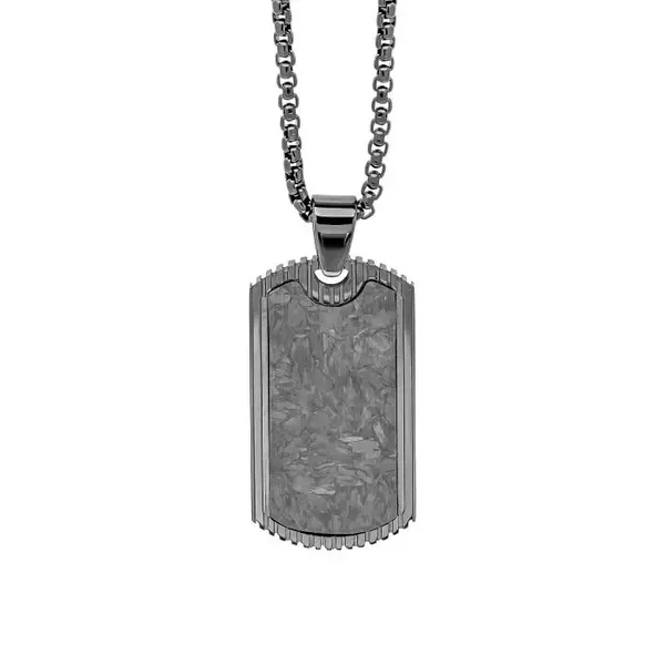 Fred Bennett Black Plated Steel and Carbon Fibre Dog Tag Pendant N4588