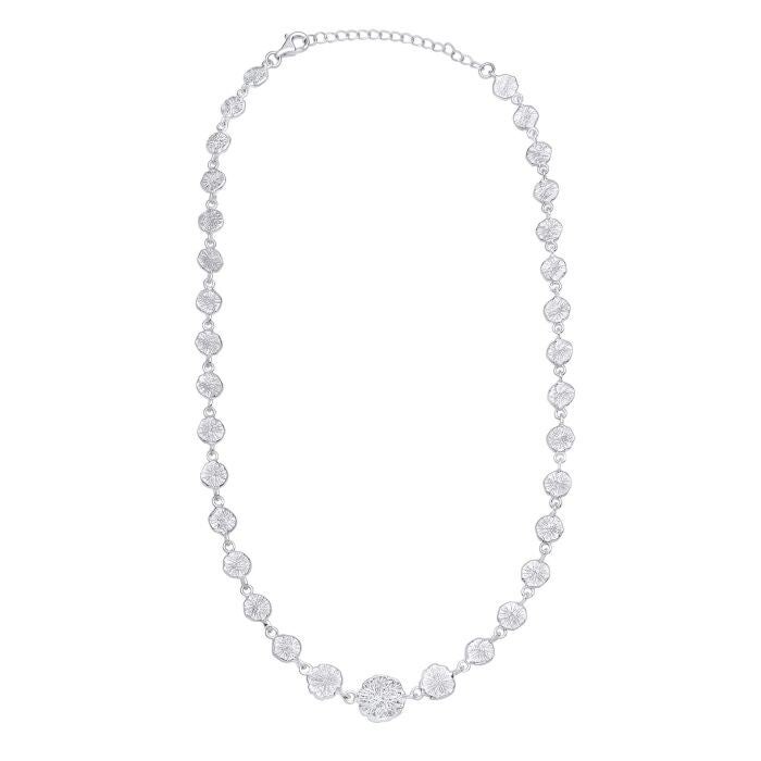 Beginnings Silver Necklace N4605 Spray Textured Discs Necklace