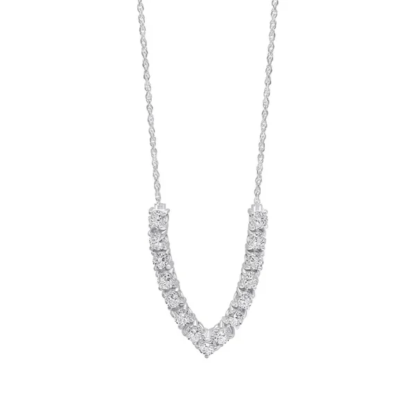 Silver Necklace N4615C V Shape Statement Necklace Beginnings Necklace with CZ's