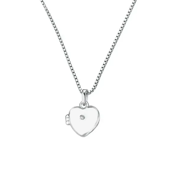 D for Diamond Silver Heart Locket Pendant with Diamond P2549