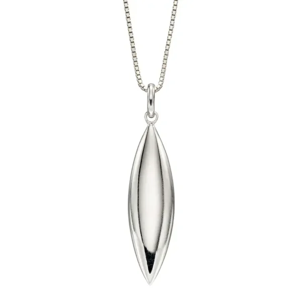 Sterling Silver Pendant P5047 Beginnings Navette Shaped Drop Pendant With Chain