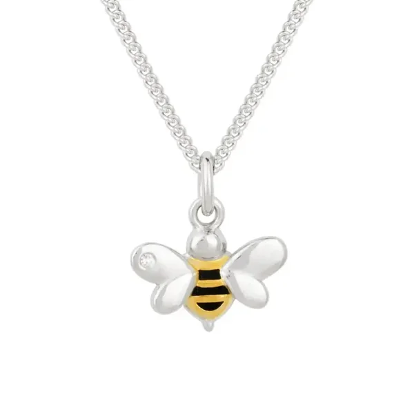 D for Diamond Enamel Bee Silver Necklace with Diamond P5110