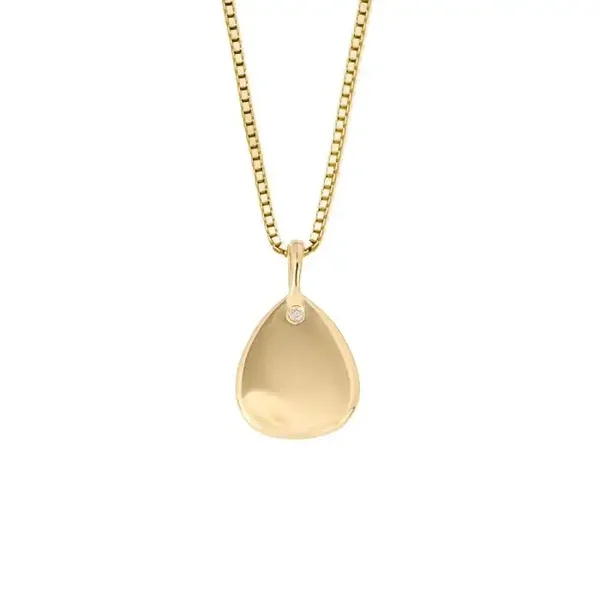 D for Diamond Sterling Silver Gold Plated Droplet Tag Pendant P5208