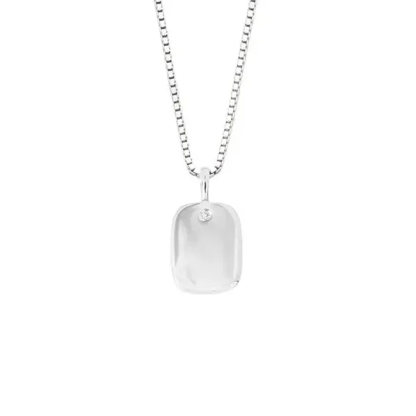 D for Diamond Sterling Silver Rectangular Tag Pendant P5212