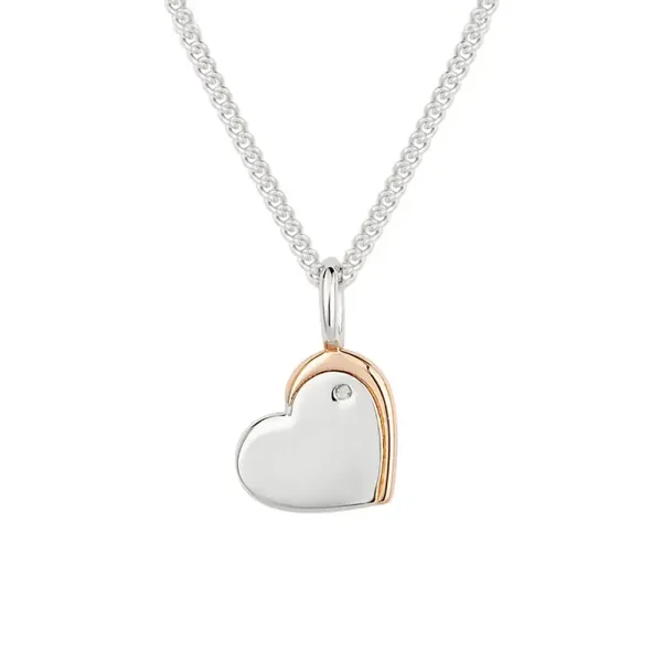 D for Diamond Sterling Silver with Rose Edge Heart Necklace with Diamond P5227