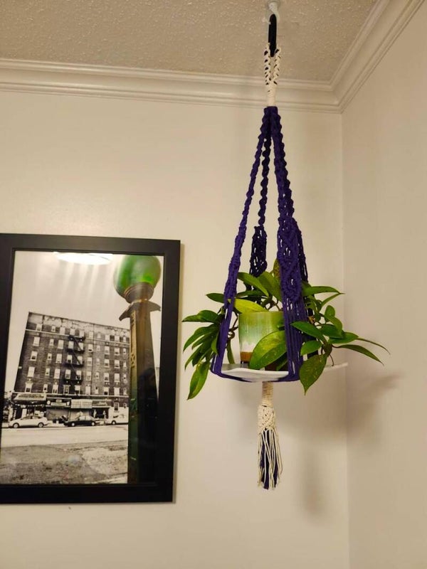 Purple Macrame Plant Hanger