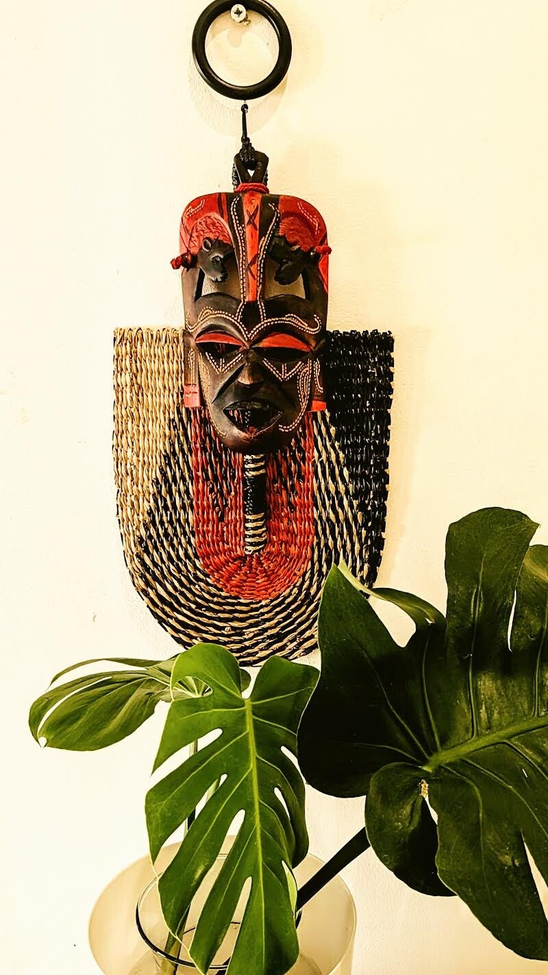 African Mask Orange and Black