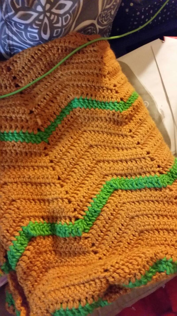 light brown & green Zigzag