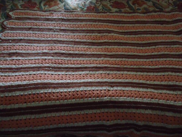 peach, brown & White stripes