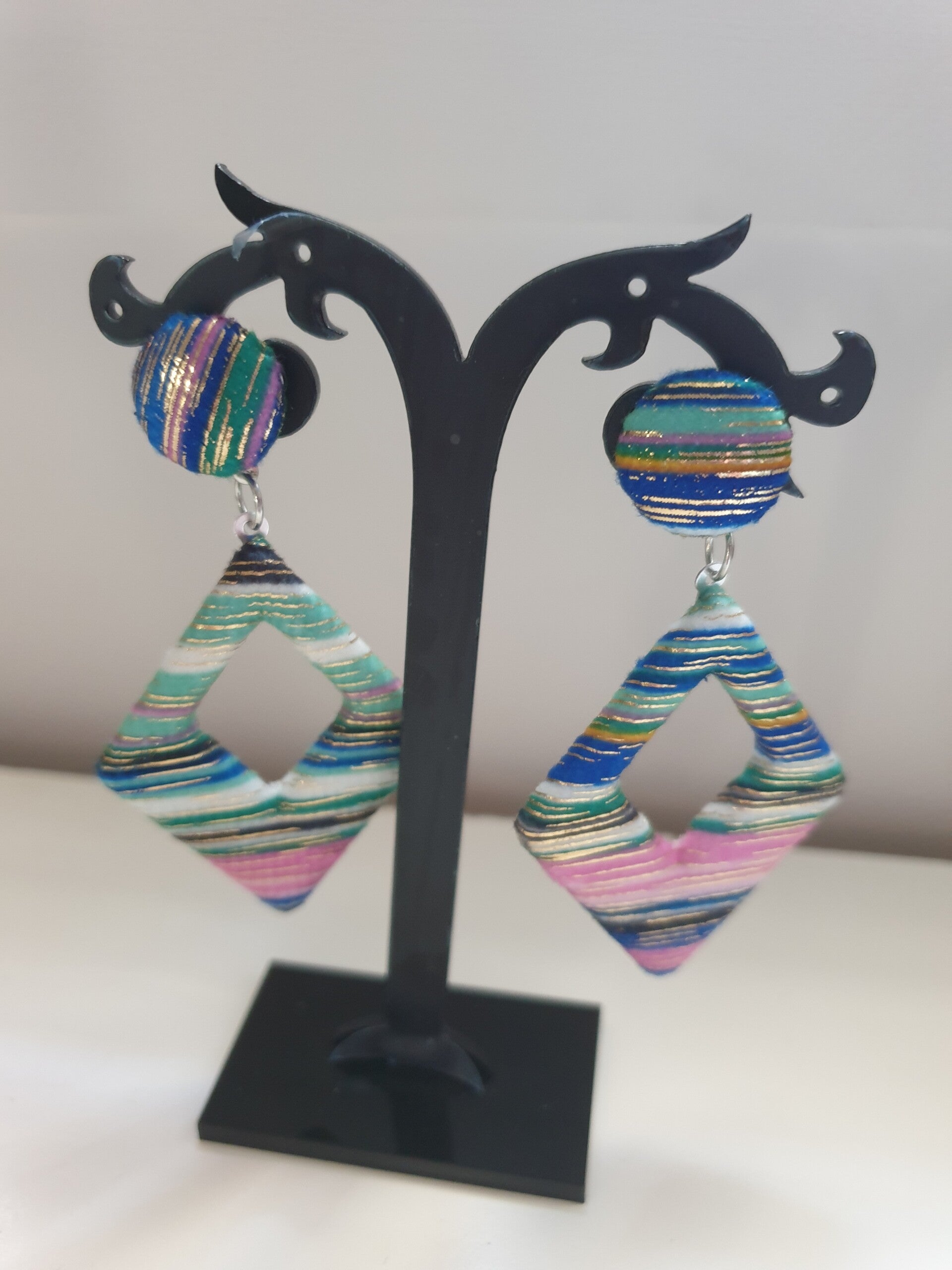 Boucles d'oreilles Losanges au Fil
