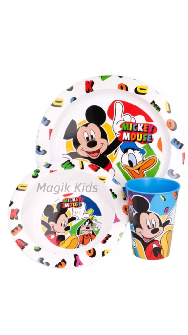 Set Repas Plastique 3 Pièces Mickey