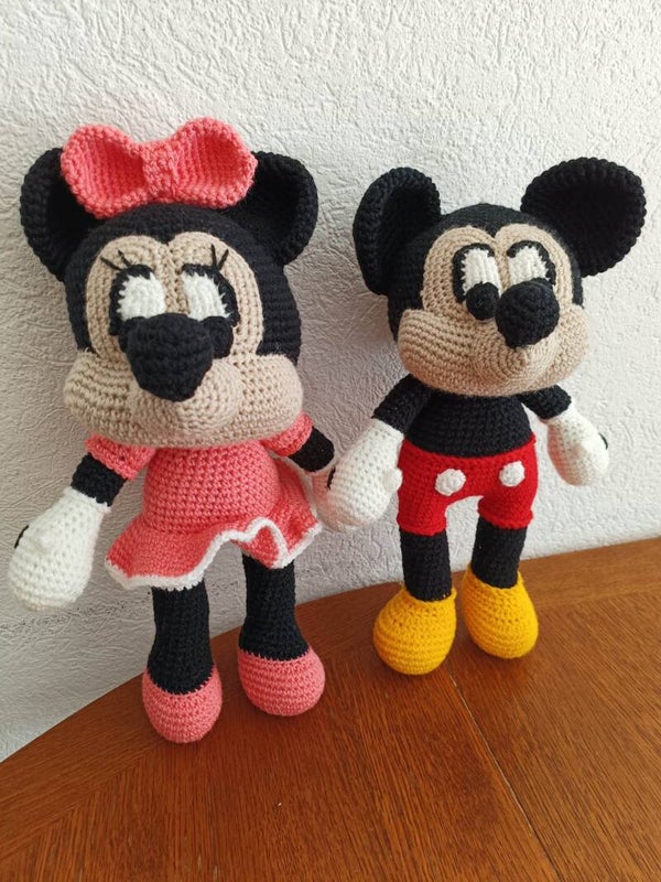 Ensemble Peluche Mickey et Minnie au Crochet
