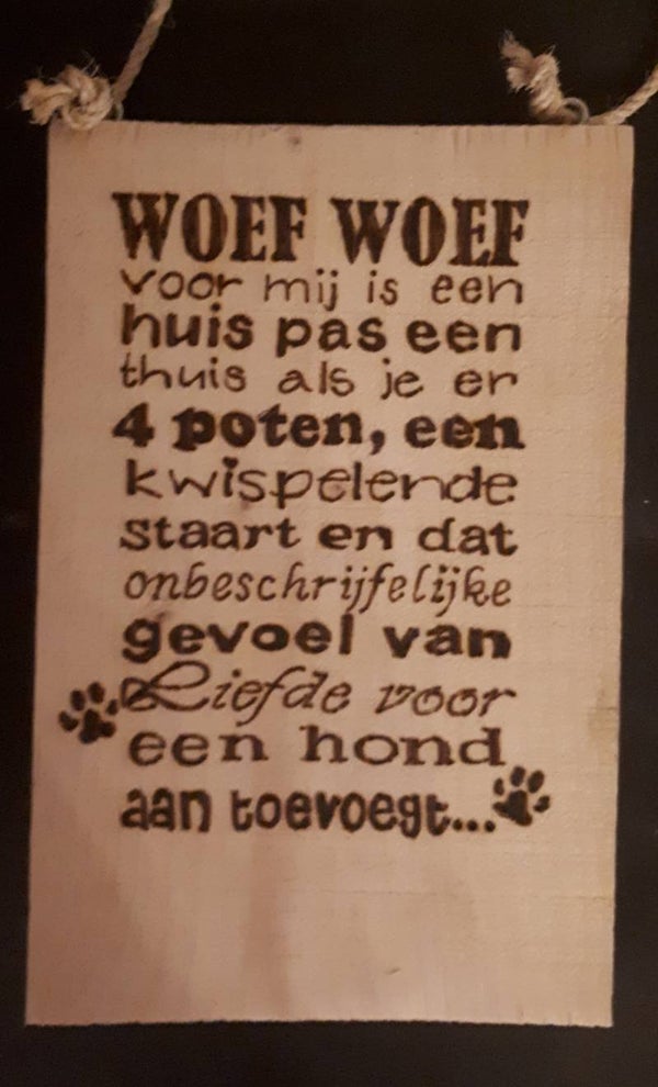 Tekstbord  Woef woef