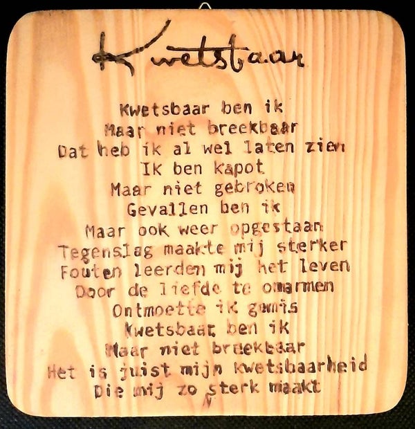Tekstbord Kwetsbaar