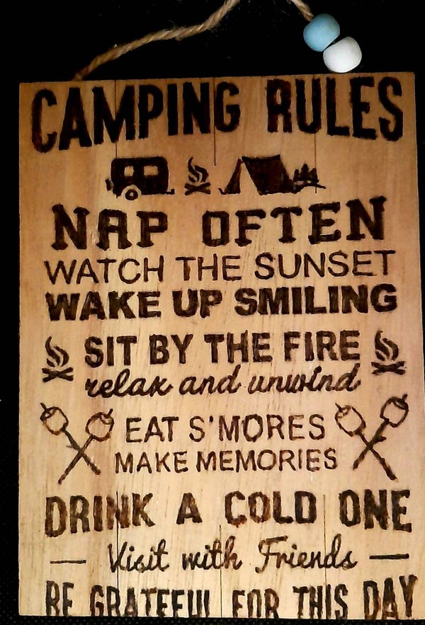 Tekstbord Camping rules