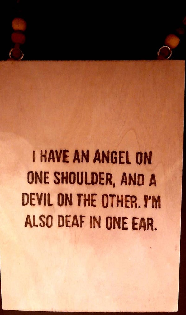 Tekstbord Angel/devil