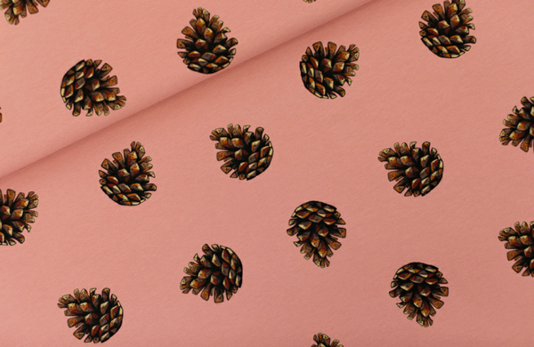 Pine cones - french Terry - brownish pink 