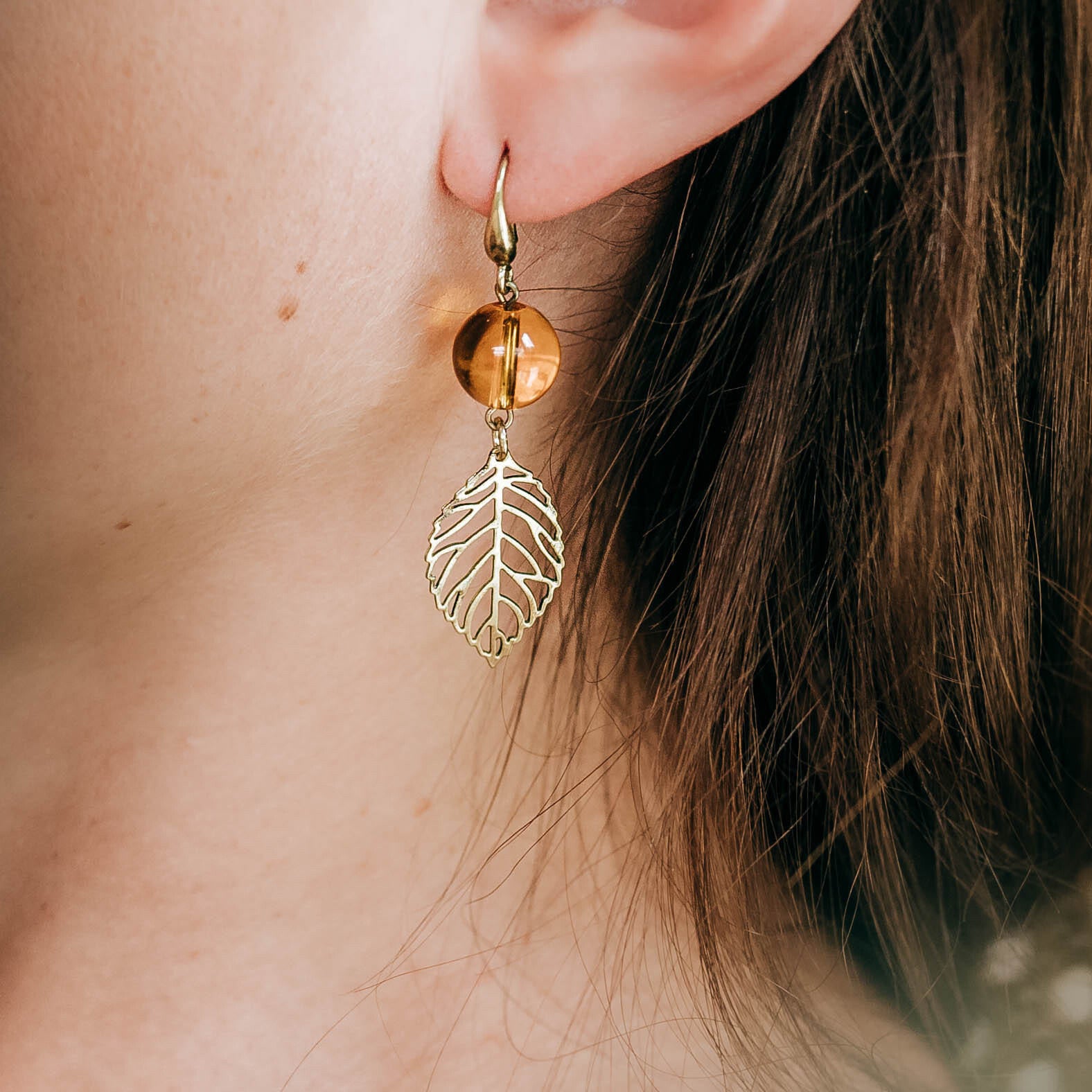 Citrien | oorbellen oud goud