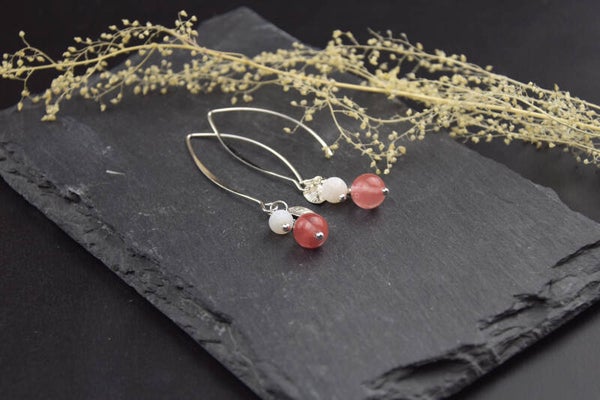 Ellips oorbellen Cherry Kwarts