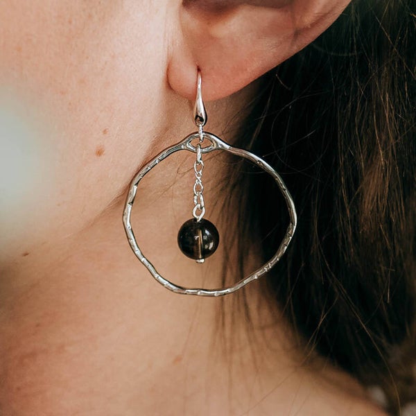 Rookkwarts | oorbellen zilver hanger