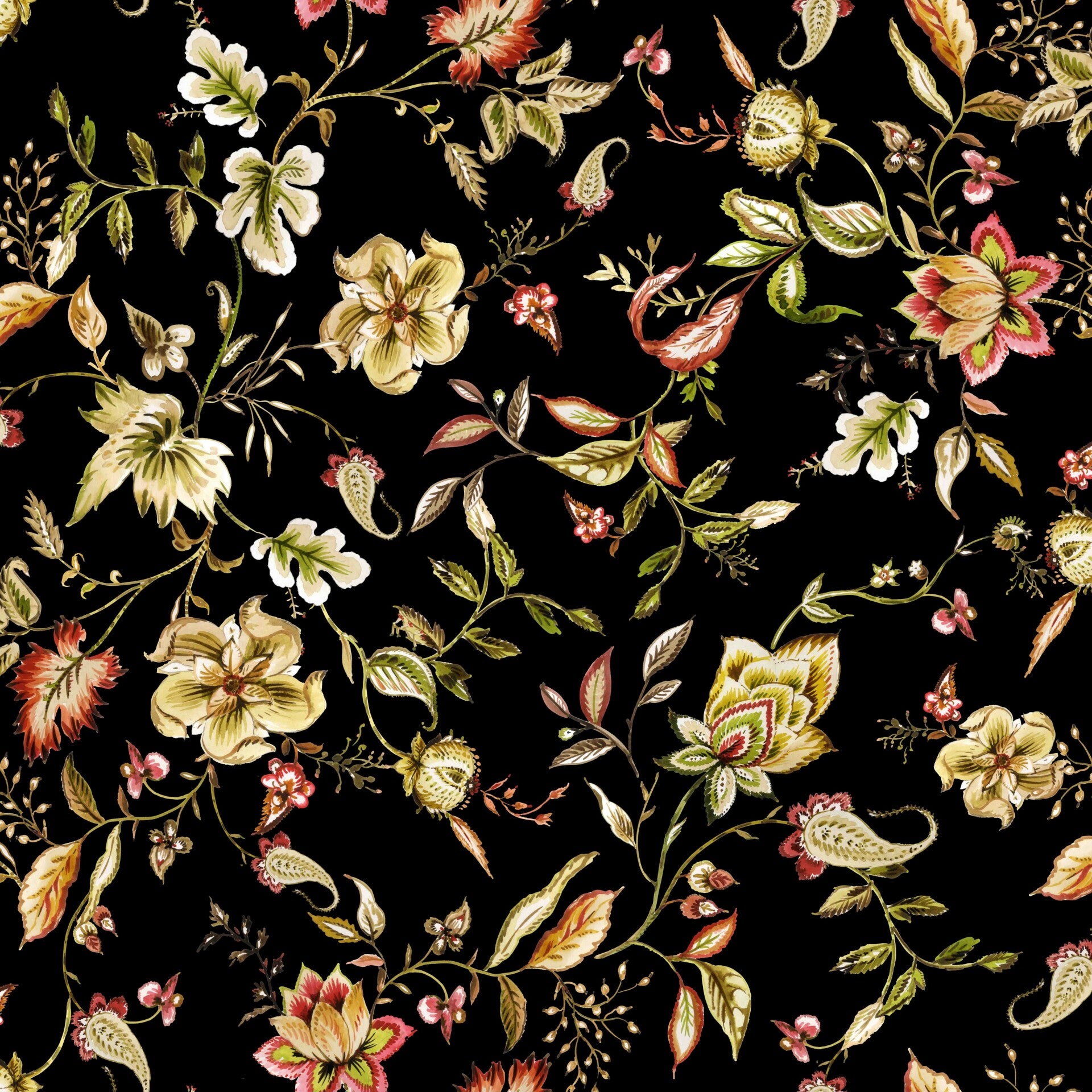 Viscose jersey bloem groot - zwart