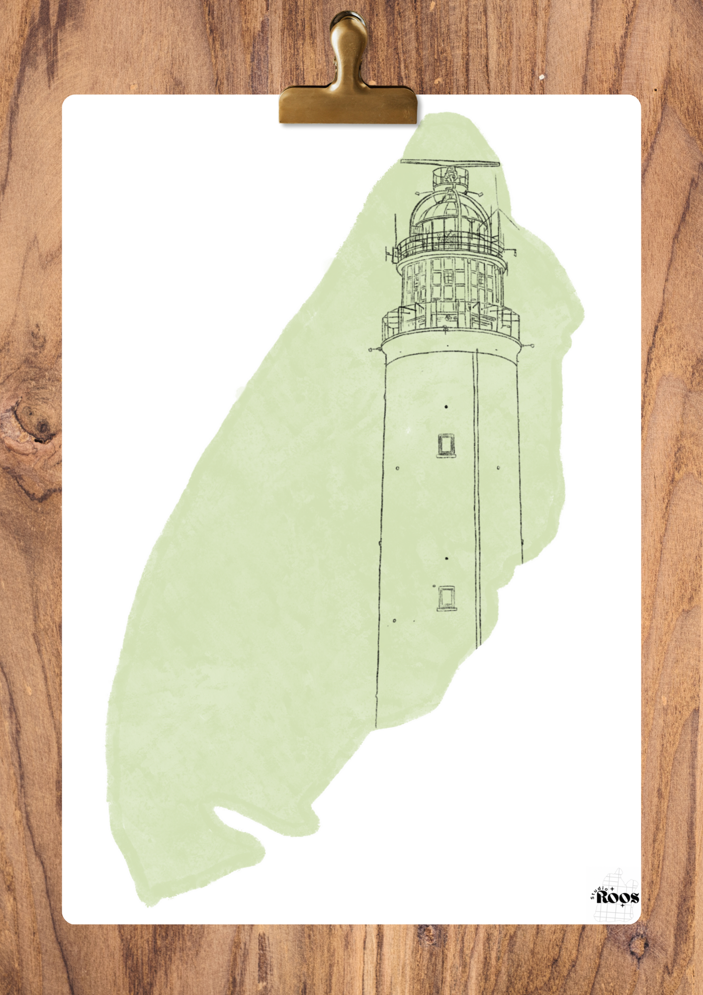 Lijntekening vuurtoren Texel