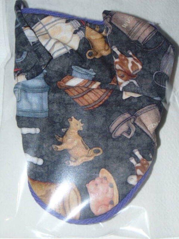 Bonnet Hobby Horse (motif campagne, vache, bouteille de lait, etc)