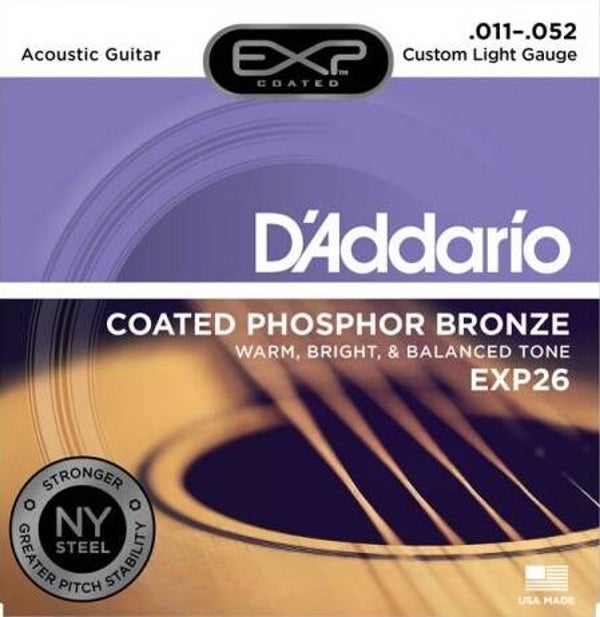 D'Addario EXP26 Coated Phosphor Bronze Custom Light Akoestische Western Gitaar Snarenset