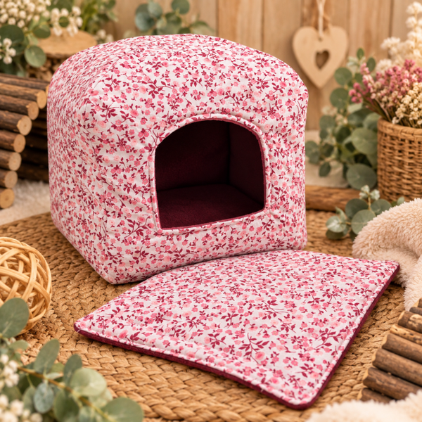 Cabane pour cochon d’Inde avec tapis assorti