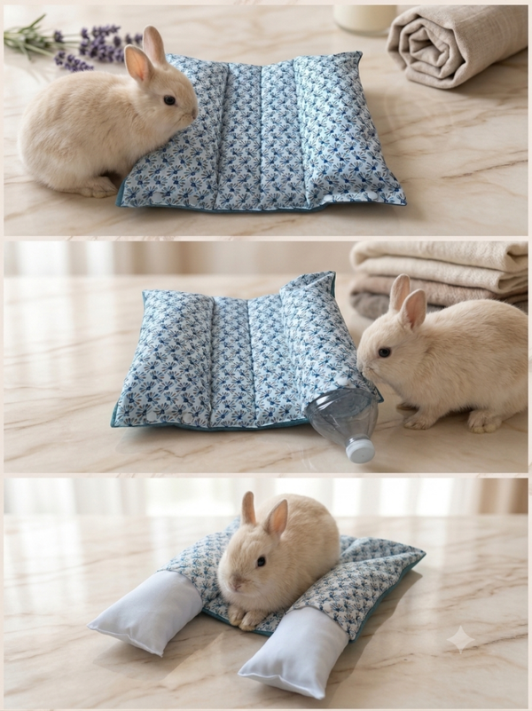 Snugabun - Coussin / Petit lit douillet pour lapin ou petit animal - Eventail vert