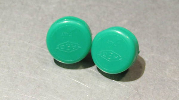REG Vintage 70's GREEN Toe Strap end buttons NOS! BXC00D06
