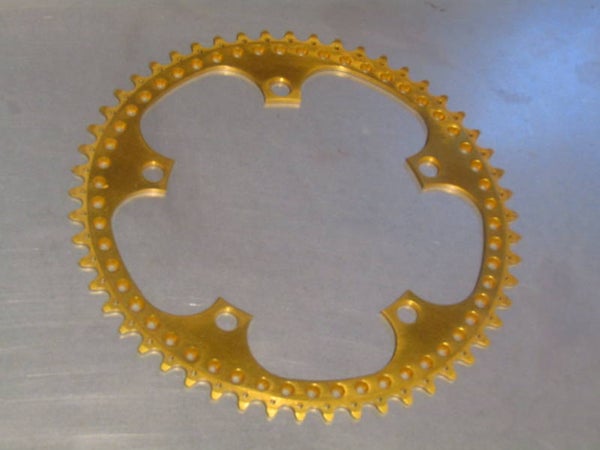 ..GIPIEMME SPECIAL ERA 53t drilled anodized GOLD chainwheel BCD 144mm NOS! BX30*
