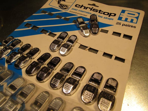 CHRISTOP chromed plastic toe-strap end buttons NOS! BB21 200 - 3/25/20 RK02