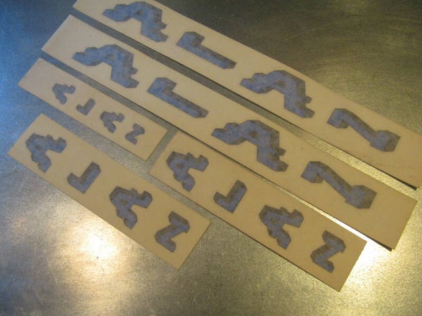 ALAN FRAME TRANSFER SET ( RUB - ON ) TYPE BLUE/BLACK NOS! BX54 200 - 4/9/20 RK13