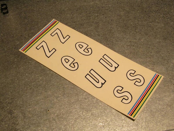 ..ZEUS SEAT TUBE Vintage 80's FRAME STICKER WHITE NOS! BX36 0101 - 10/29/21 RK13