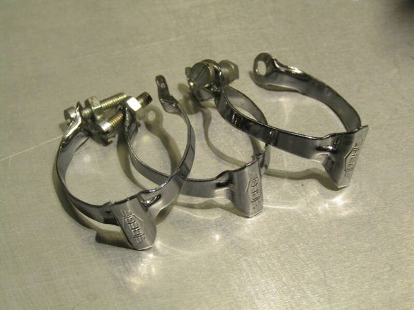 REG Vintage 70's Chrome steel top tube cable clips 3X NOS! TL01 04-B02-C03-01