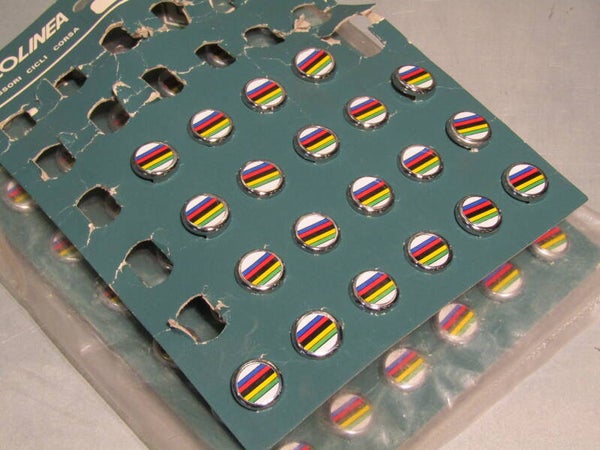 CICLOLINA WORLD CHAMPION STRIPPED VINTAGE 80's Toe strap pull buttons 1 pair NOS! BX04a 6600 RK10