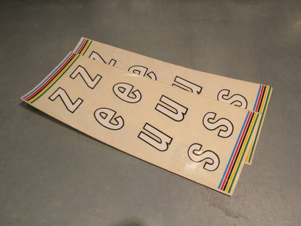 ZEUS Vintage 80's WHITE Seat tube stickers 2X NOS! BXC00F27 6666 RK09