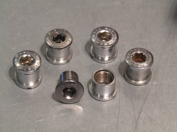 SUGINO MIGHTY Vintage 70's/80's Chrome steel ROAD DOUBLE Chainring bolt set MINT! TL08 04-B02-C01-07