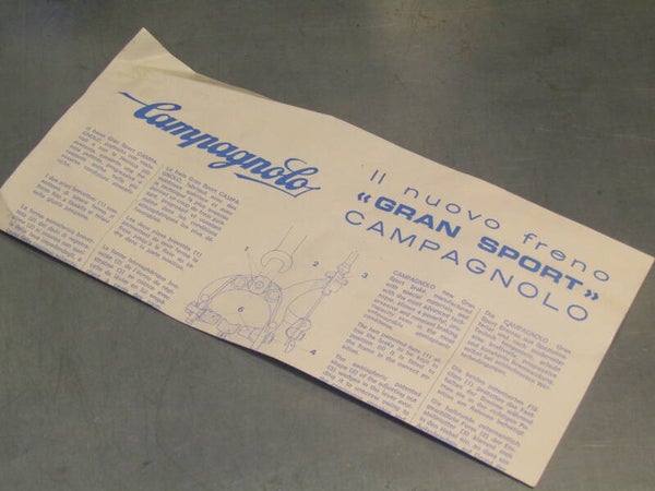 CAMPAGNOLO NUOVO GRAN SPORT Brake manual in ENGLISH and ITALIAN with no rips or tears BX38 6700 RK01