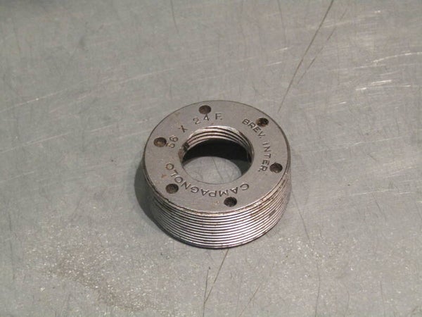 CAMPAGNOLO NUOVO RECORD Vintage 80's ITALIAN Thread 36X24F. THICK Adjustable Cup 2nd hand, will show signs of bearing grooving but will show no signs of pitting TL04 01-B01-002-04 04/18/24