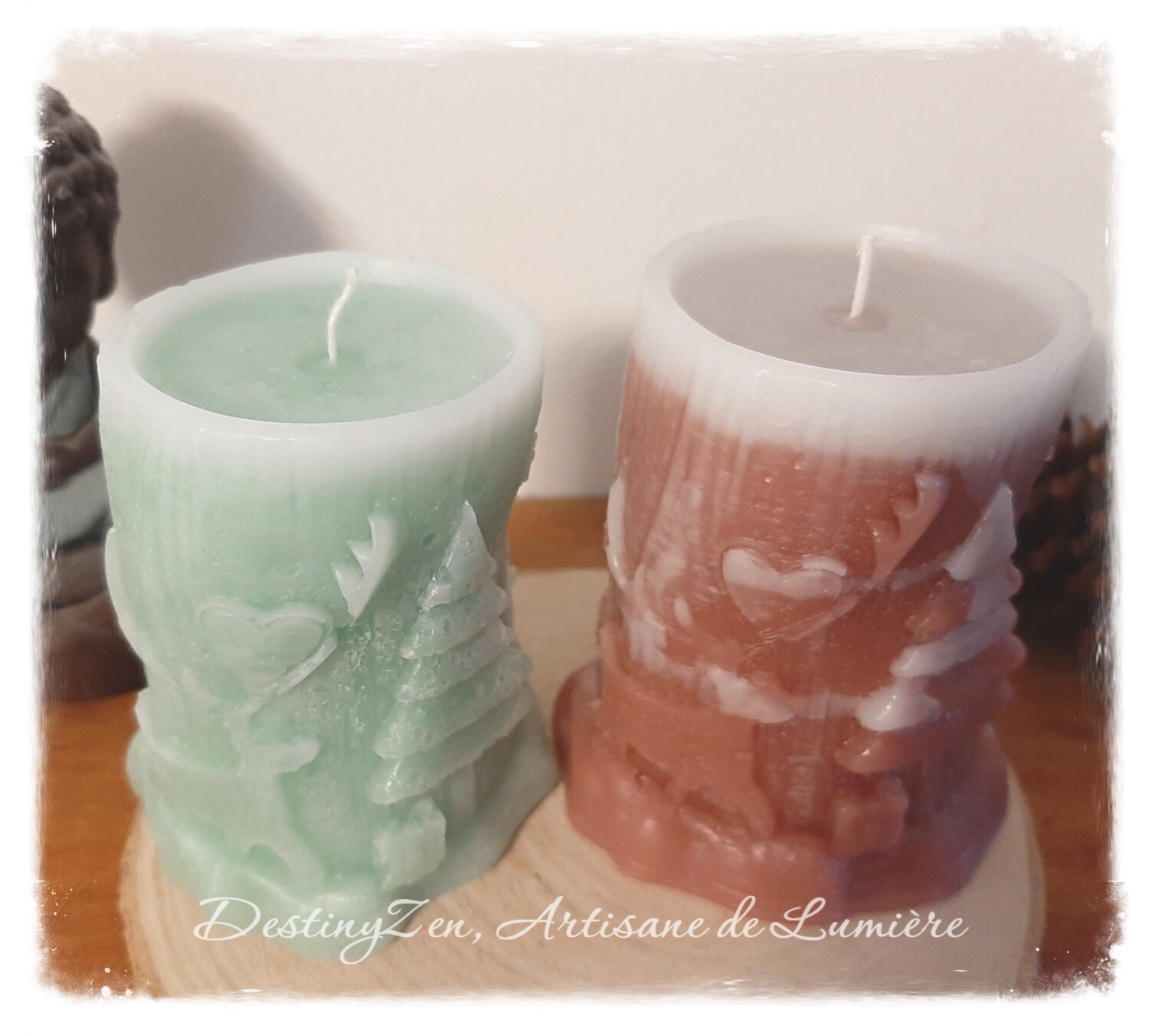 Bougies "Tronc d'Arbre" Parfumées aux Huiles Essentielles ou Parfum de Grasse