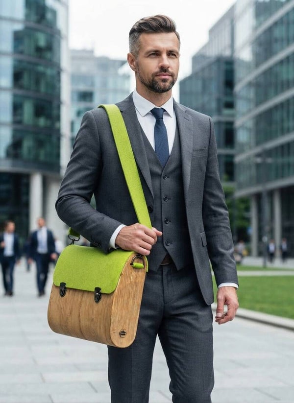 Laptoptasche aus Holz und Filz