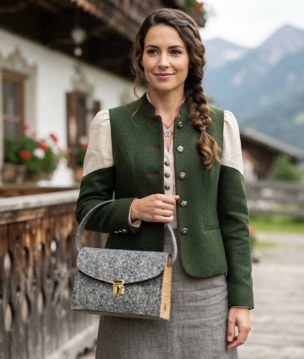 Handtasche aus Holz und Filz