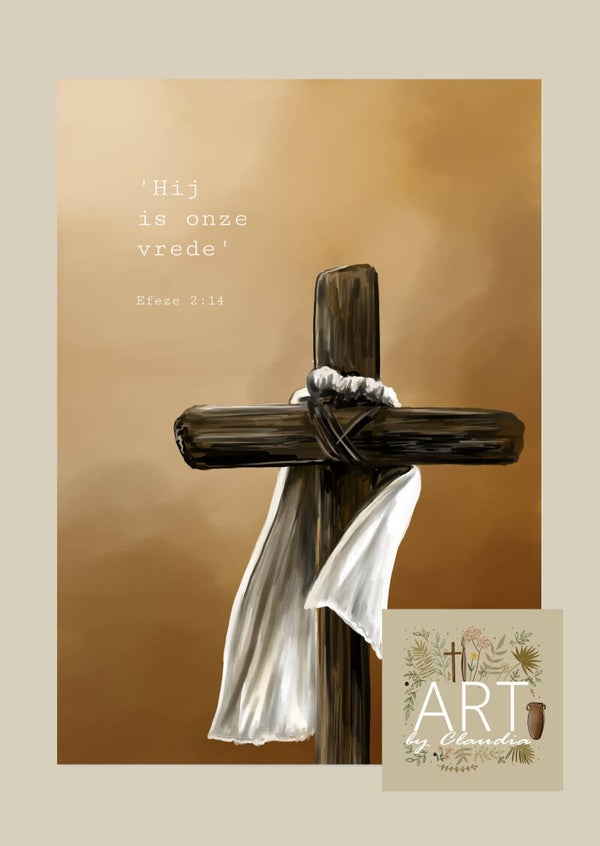 A5 Poster 'Hij is onze vrede'